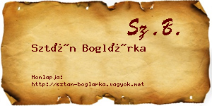 Sztán Boglárka névjegykártya